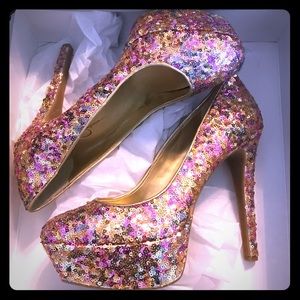 JESSICA SIMPSON DEVIN ROSE GOLD HEELS 8.5 NIB